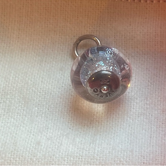 James Avery Silver and White Faith Art Glass finial Charm - Picture 2 of 2